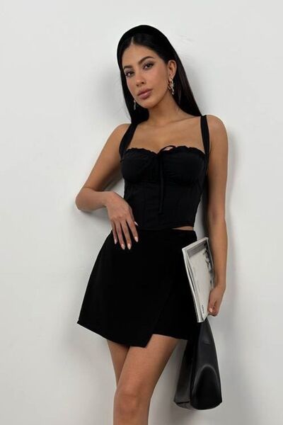 lovebox Чорна бавовняна спідниця для жінок - на ґудзиках, модель 23S02019