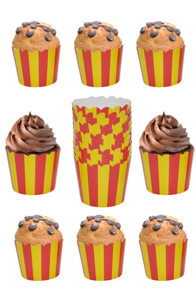 Larenya 25-piece Yellow Red Cupcake and CaKe Muffin Mold