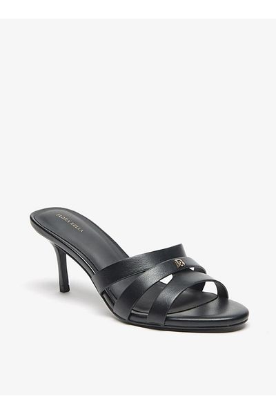 Flora Bella by Shoexpress Flora Bella Monogram Print Slip-On Sandals with Stiletto Heels