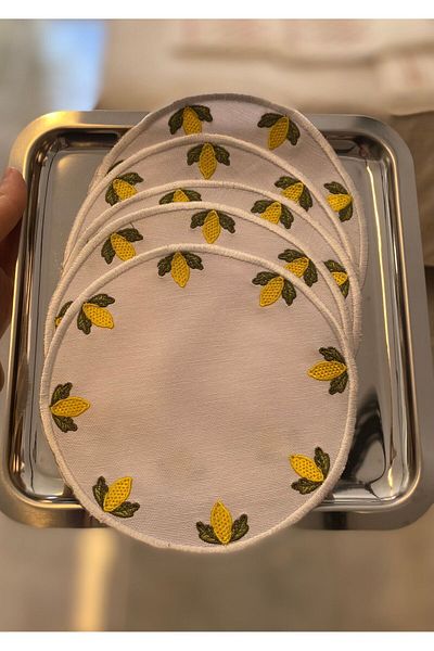 sofa home Lemon Patterned Cocktail Napkin