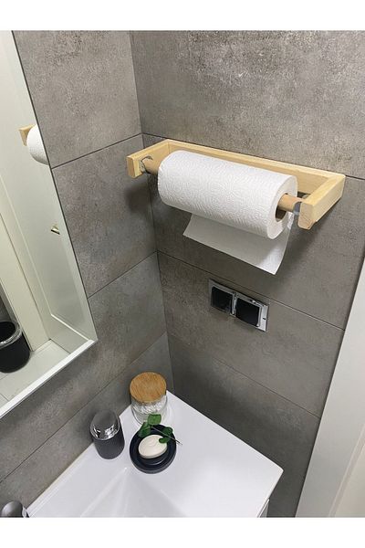 MSAĞWOODS TOWEL RACK BATHROOM KITCHEN PAPER TOWEL HAND TOWEL WOOD RUSTIC BOHEM