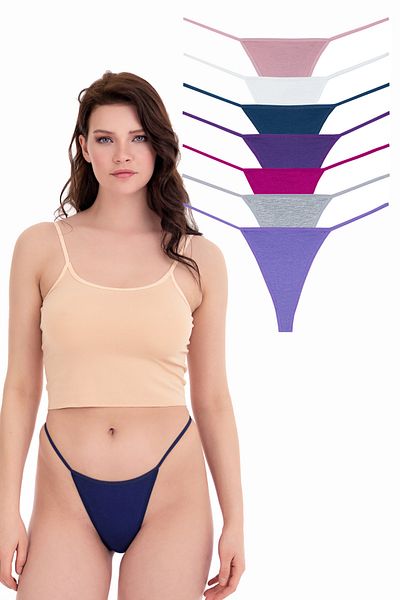 Sensu Women's Brazilian Drawstring Panties Set of 7 - Assorted Colors Kts3022