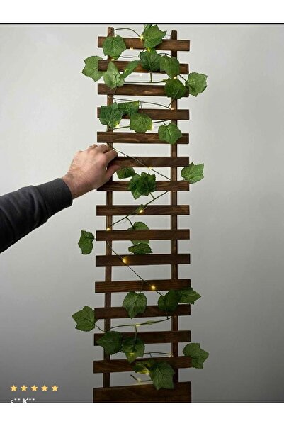 MSAĞWOODS Ledli Pilli Çamağacı Ahşap Saksı Sarmaşıklı Standı Çiçeklik Kış Bahçesi Balkon Dekor Yapay Çiçek