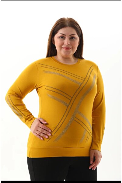 Aylin Αθλητική μπλούζα Guncüoglu με μακρύ μανίκι και ριμπ στρογγυλή λαιμόκοψη