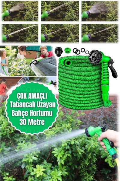 Munico Otomatik Uzayan Bahçe Hortumu - 30 Metre, 3X Uzayabilen Hortum ve Çok Yönlü Su Püskürtme
