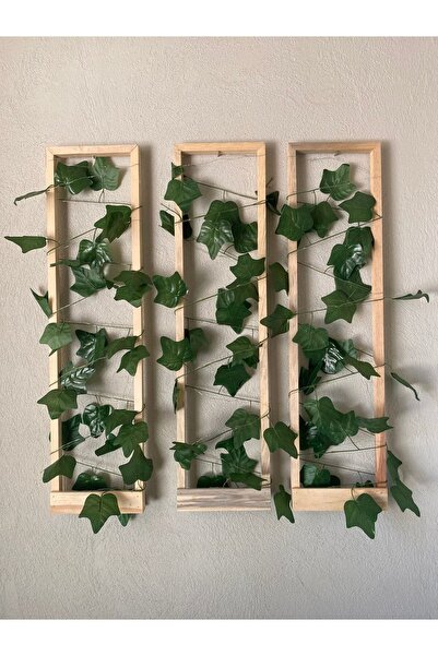 MSAĞWOODS 3'lü Ahşap Peri Ledli Sarmaşıklı Duvar Çıtası Kış Bahçesi Balkon Du...