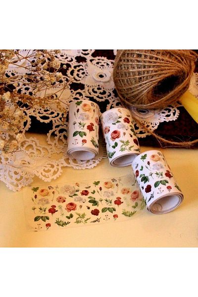 baddin aksesuar 2Pcs Journal Sticker Tape Vintage Flower Tape Tape White Bullet Journal