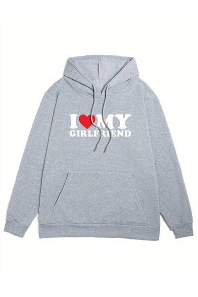 NoVibe Unisex I Love My Girlfriend με τύπωμα oversized Χειμερινό φούτερ με με...