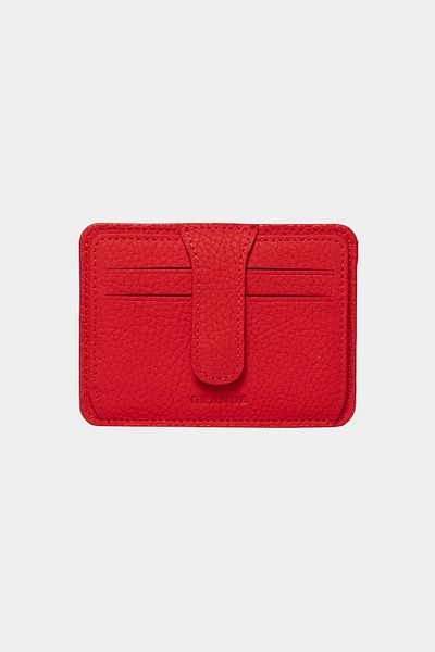 Grande 3607 Genuine Real Leather Women Men Card Holder Wallet Red