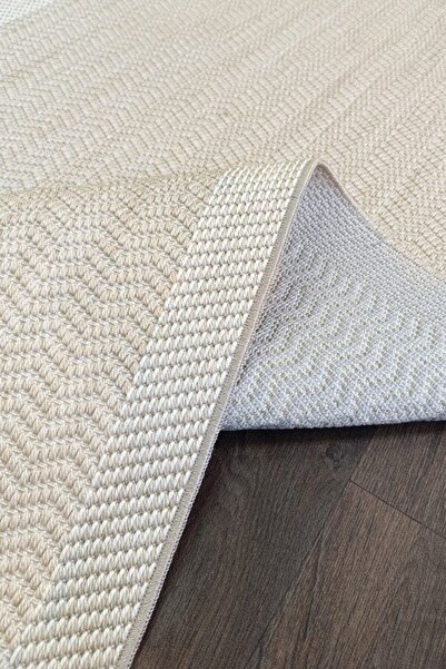 Genel Markalar 1752A BEJ Sisal Dekoratif Kesme Yolluk Halı Kolay Temizlenebil...