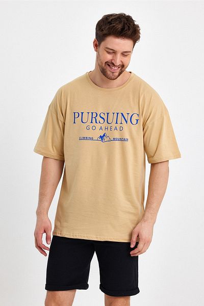 Mad&Calf Ανδρικό μπλουζάκι Pursing Go Ahead με στάμπα μεγάλου μεγέθους