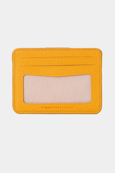 Grande 3607 Genuine Real Leather Women Men Card Holder Wallet Yellow