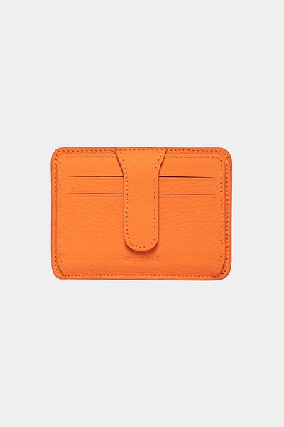 Grande 3607 Genuine Real Leather Women Men Card Holder Wallet Orange