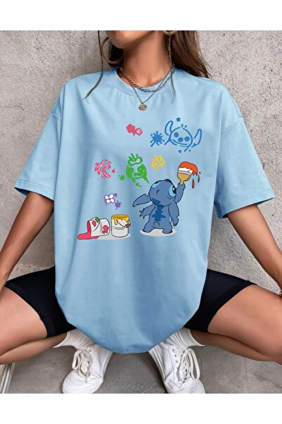 oneagılyazı Голяма тениска от пениран памук с щампован шев