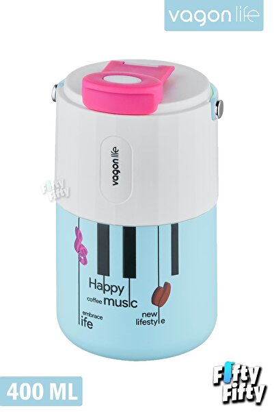 Vagonlife Tumbler 400 ML Kahve Bardağı/Mug Pipetli/Rahat İçim Paslanmaz Çelik Termos -Kulplu-FFVGN20