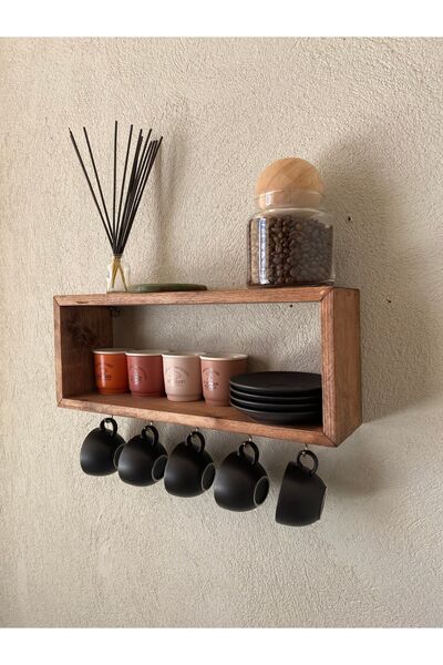 MSAĞWOODS ركن القهوة، كوب القهوة التركي، رف رف الحمام والمطبخ، منظم حامل الكأس