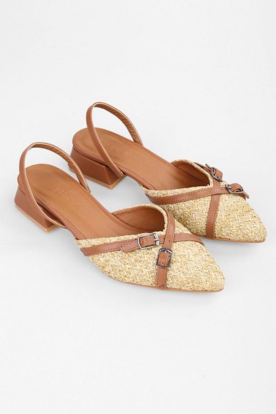 Shoeberry Ciao Braune Strohballerinas für Damen
