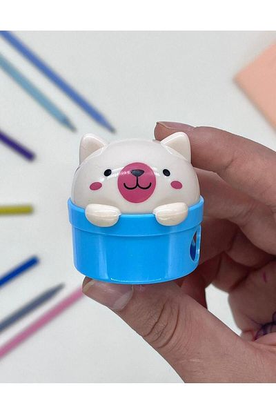 Kağıt Gemi Dükkan Blue Cute Cat Pencil Sharpener