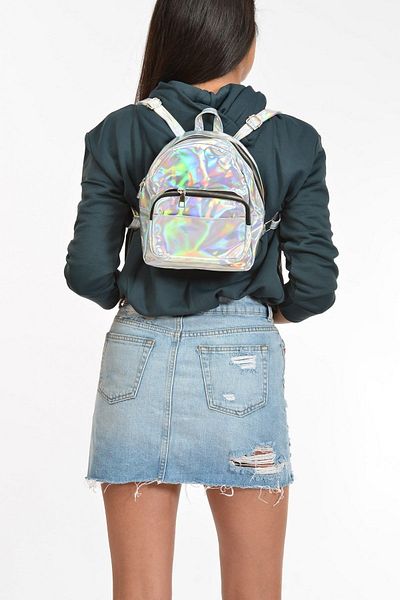 Moda1001 Hologram Zippered Backpack - Small Size - Silver