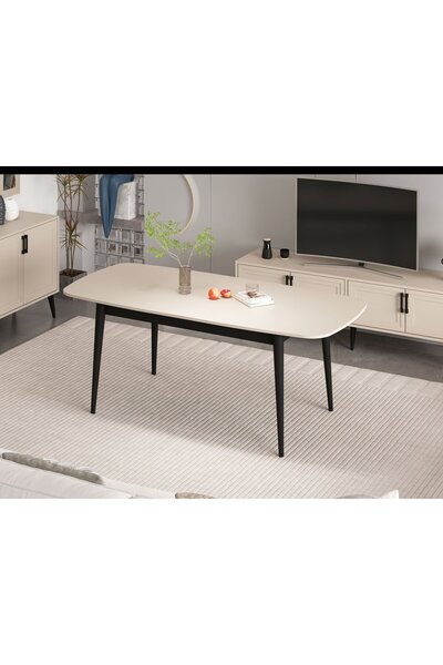 Minar Prime Yemek Masası - Kumtaşı/Siyah Ayak