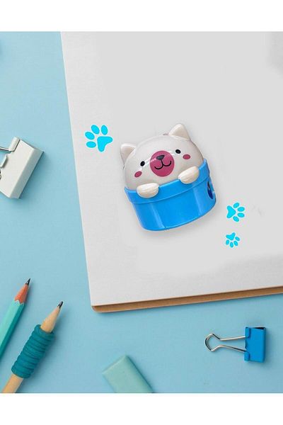 Kağıt Gemi Dükkan Blue Cute Cat Pencil Sharpener