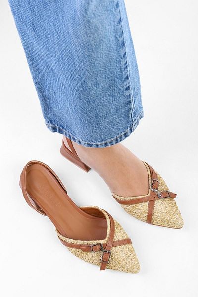 Shoeberry Ciao Braune Strohballerinas für Damen