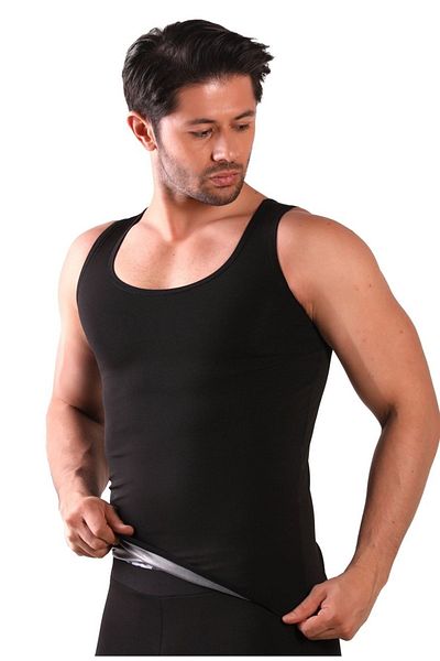 lovebox Men's Black Plus Size Fat Burning Sweating Undershirt