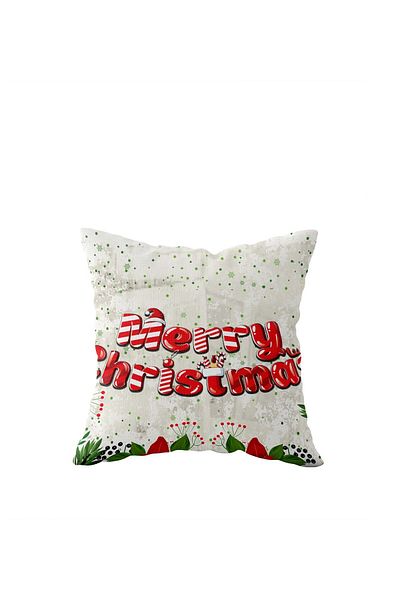 linazaitun Merry Christmas New Year Ornament Theme Single Sided Hidden Zipper Throw Pillow Sofa Pillow Case