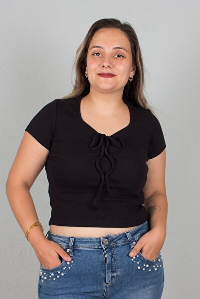 Truva XXL Ribbed Body Blouse - Plus Size, Front Drawstring Women's Clothing