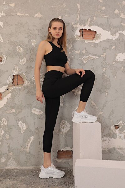 Moda1001 Oblikuje figuru Pleteno Tajice - Crne