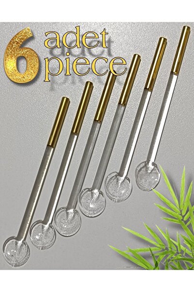 SAMSA 6 Pcs 6 Teaspoons Classic Glass Teaspoons - Std Gold Processing Model