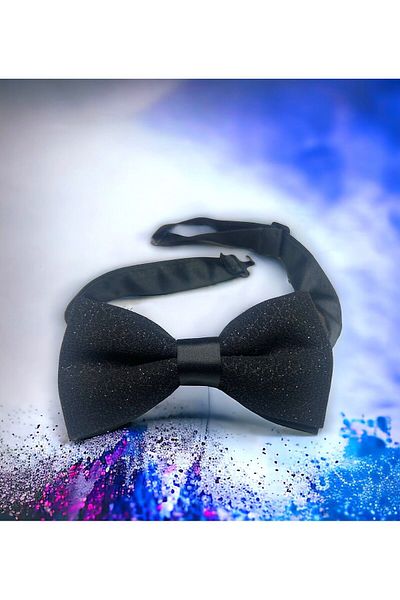 Chamis Black Glitter Bow Tie