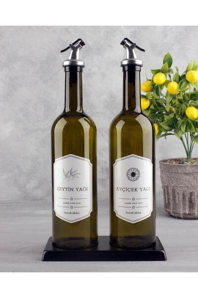 MODA OZY زيت زيتون ريترو مكون من قطعتين سعة 750 مل - وعاء زيت سائل وزجاجة