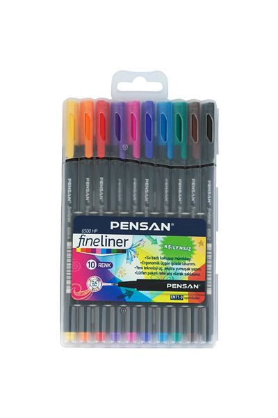Pensan Fineliner 0.4 Mm 10 Pieces Plastic Box 6500 Hp 1 Pack 120 Pieces