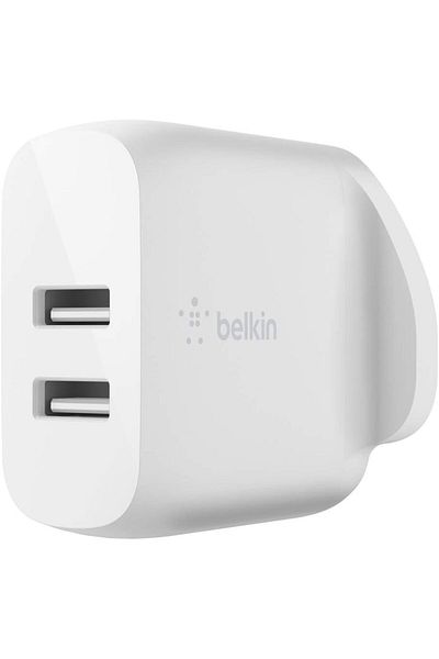 Belkin Boost Charge Dual USB-A Wall Charger 24W for iPhone 14, 13, 12, Galaxy S23, S22, Pixel & More