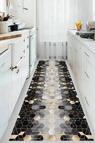 eco concept Geometric Shaped Non-Slip Runner for Home Decoration - Kitchen and Hallway Carpet, Washable