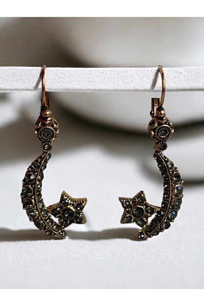 FAYRA ACCESSORIES Crescent Star Dangle Crystal Jewelled Earrings