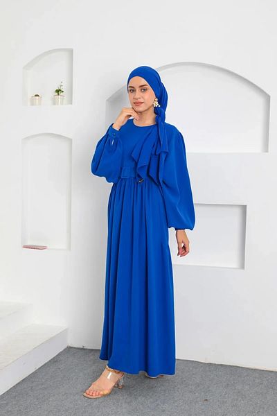 Tesettür Diyarı Saks Πολύχρωμο ύφασμα Ντουμπάι Hijab Φόρεμα
