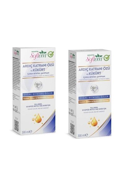 Softem Herbal Shampoo - Juniper Tar Extract and Sulfur, 300 Ml, X2 Pieces