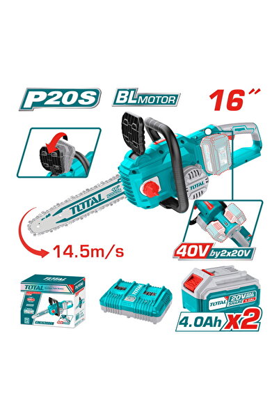 TOTAL Li-On Akülü Zincirli Testere 40V Çift Akü  TGSLI401682 NMS HIRDAVAT