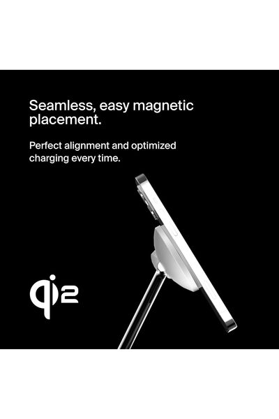 Belkin شاحن لاسلكي BoostCharge Pro 3 Qi2 - 1 iPhone 15-12، Apple Watch، AirPods، 15W - أبيض