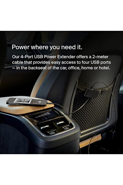 Belkin 4-Port USB Power Extender, 2m Cable, 2 USB-C & 2 USB-A Ports, 30W Fast Charger for iPhone 14, S23