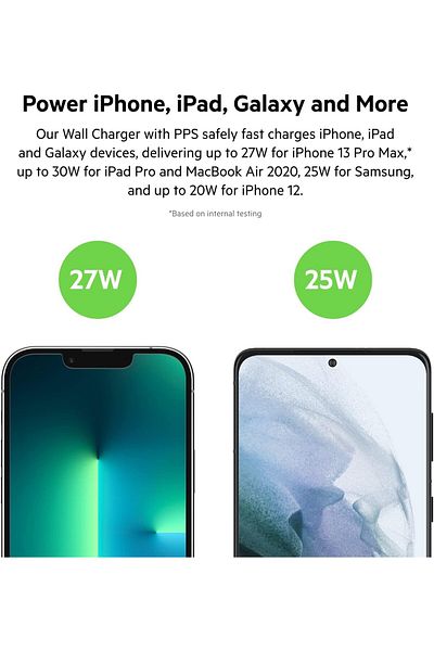 Belkin 30W USB-C Wall Charger with PPS, PD 3.0, Fast Charger for iPhone 15, Galaxy S23, iPad, MacBook
