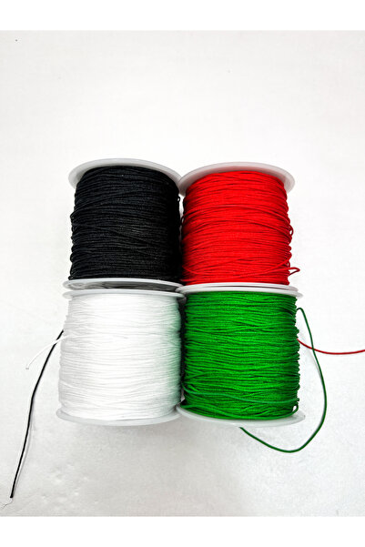Ebruli Boncuk 0.8 mm Filistin Bayrak Renkleri Paraşüt İp Takı Yapımı Aksesuar (4 Adet)