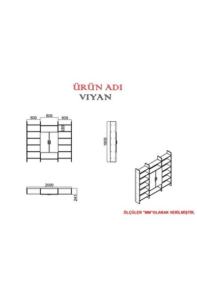 Kalender Dekor Viyan Kapaklı Kitaplık Vyn04