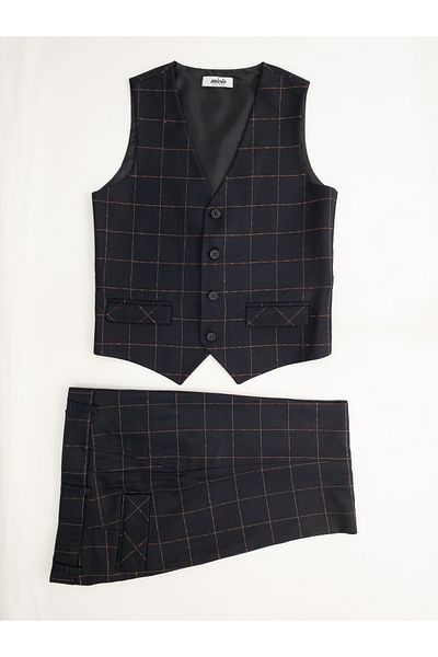 Micio Navy Blue Boy's Vest and Pants Set