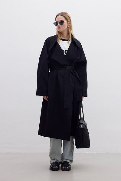Manuka TRENCH OVERSIZE GULER LAT NEGRU