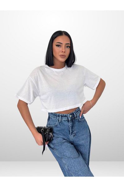 Modark Γυναικείο μπλουζάκι White Crop Oversize Cycling Basic