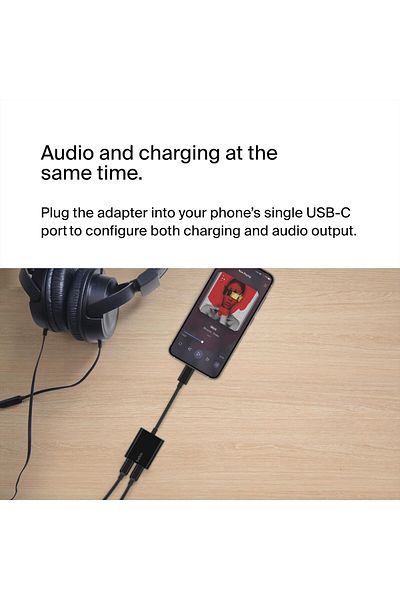 Belkin RockStar™ USB-C Audio + Charge Adapter - 60W Power Delivery Fast Charging for iPhone, iPad, & More