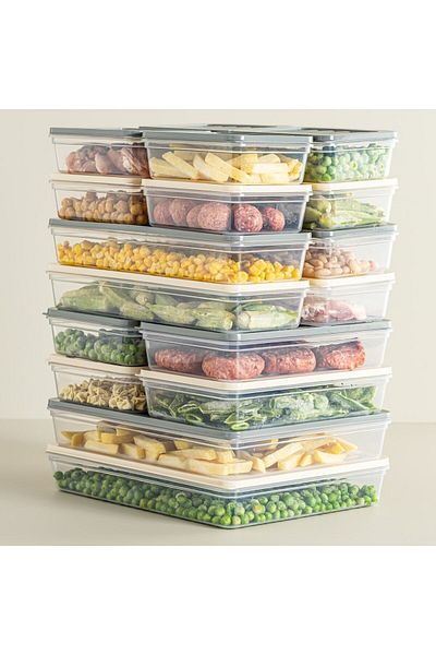 Nesto Home 14-Piece Colorful Refrigerator Set - 2X2400-4X1200-4X1170-4X600 ml Capacity, Microwave and Freezer Storage Container